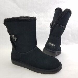 Koolaburra Ugg Boots Women 9 Nalie Short Black Suede Faux Shearling Lined Button